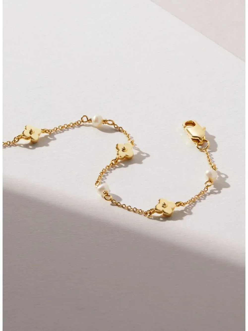 ANA LUISA Gold and Pearl Flower Hannah Bracelet